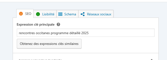 Yoast SEO — Expression clé principale